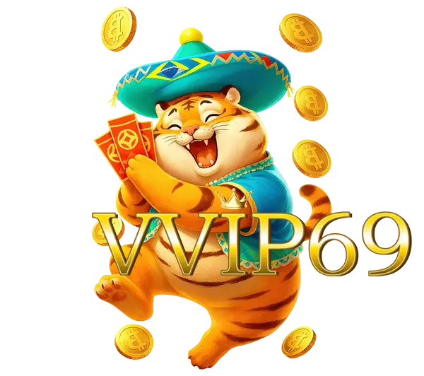 VVIP69 ฮีโร่บล็อกสล็อต ตัวการ์ตูนเสือสวมหมวกกระโดดพร้อมเหรียญทองรอบตัว สื่อถึงแจ็คพอตแตกง่าย โบนัสใหญ่ และโอกาสทำกำไรต่อเนื่อง